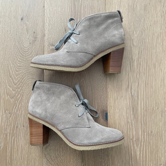 Coach Boots Women 9.5 B Ankle Booties Nikol Tan Beige Suede Heels Turnlock - Picture 5 of 13